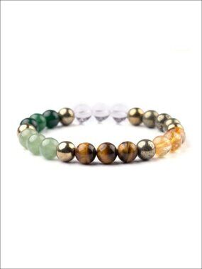 Crystal Gemstone Stretch Bracelet 8mm Beads Money Prosperity Wealth